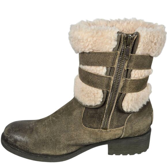 UGG Boots Womens 7.5 Blayre III UggPure Wool Waterproof Leather Dove Gray Straps - Picture 4 of 12